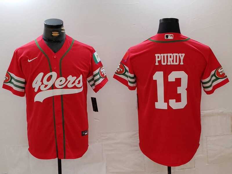 Mens San Francisco 49ers #13 Brock Purdy Red Mexico Cool Base Stitched Baseball Jersey